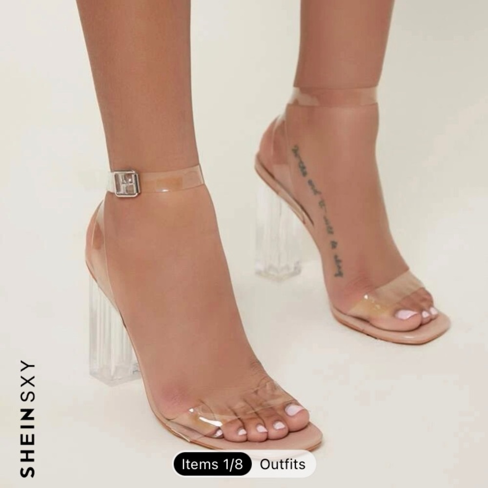 SHEIN SXY Clear Chunky Heeled Ankle Strap Sandals